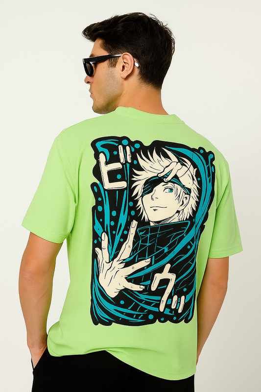 Jujutsu Kaisen Satoru Gojo Anime Back Print Neon T-shirt