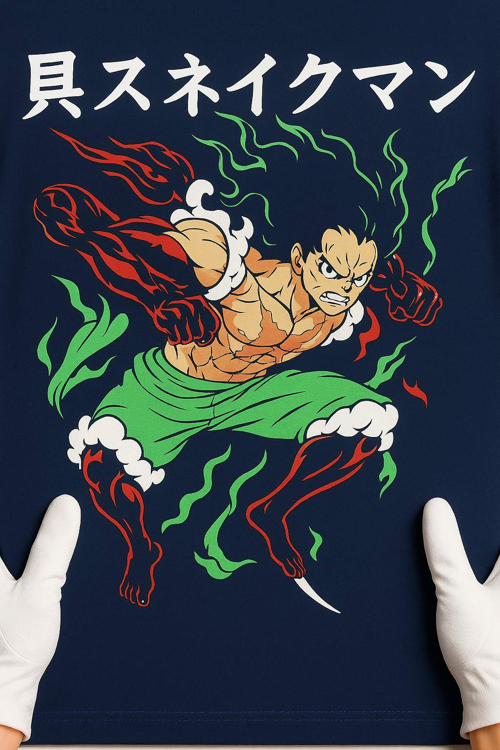Anime Back Graphic T-shirt with Japanese Letters