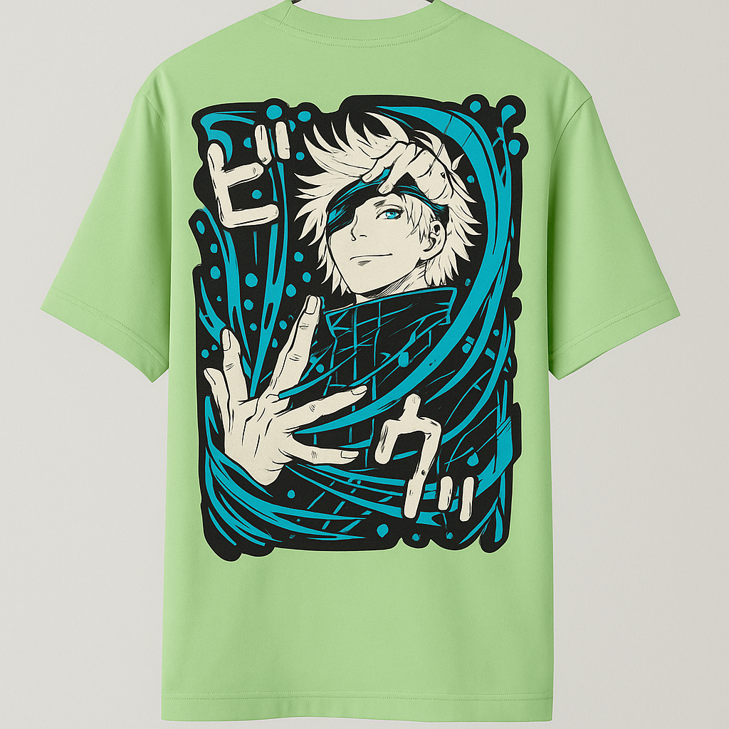 Jujutsu Kaisen Satoru Gojo Anime Back Print Neon T-shirt