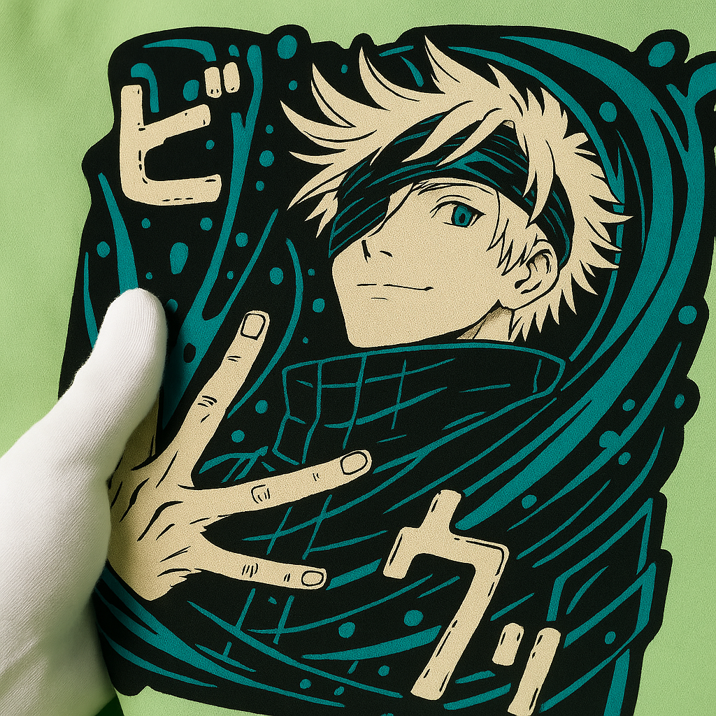 Jujutsu Kaisen Satoru Gojo Anime Back Print Neon T-shirt